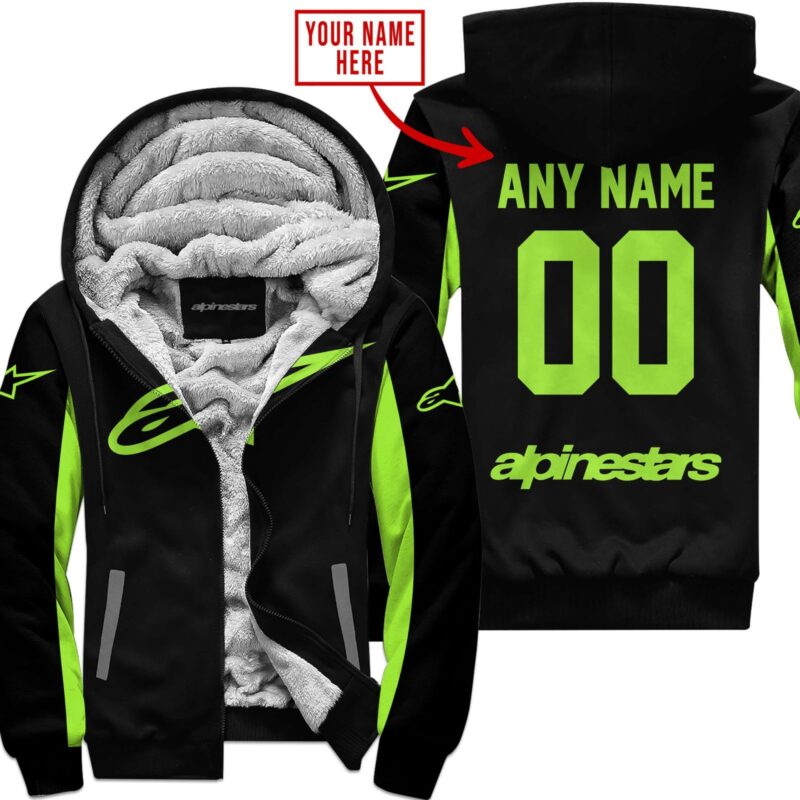 Custom Name Racing Alpinestars Green 1 Fleece Zip Hoodie MFH1559