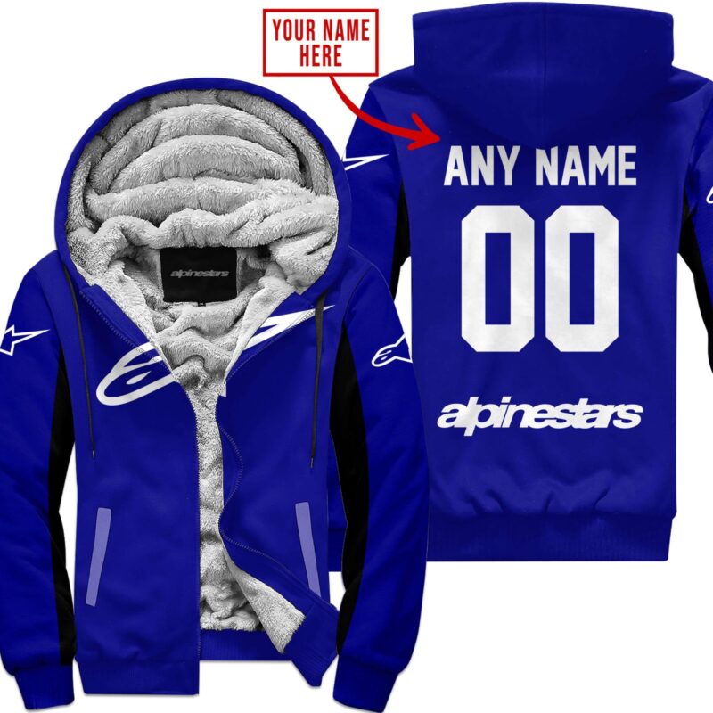 Custom Name Racing Alpinestars Navy Fleece Zip Hoodie MFH1563