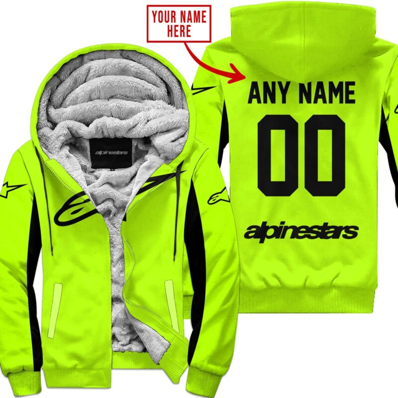 Custom Name Racing Alpinestars Neon Fleece Zip Hoodie MFH1565