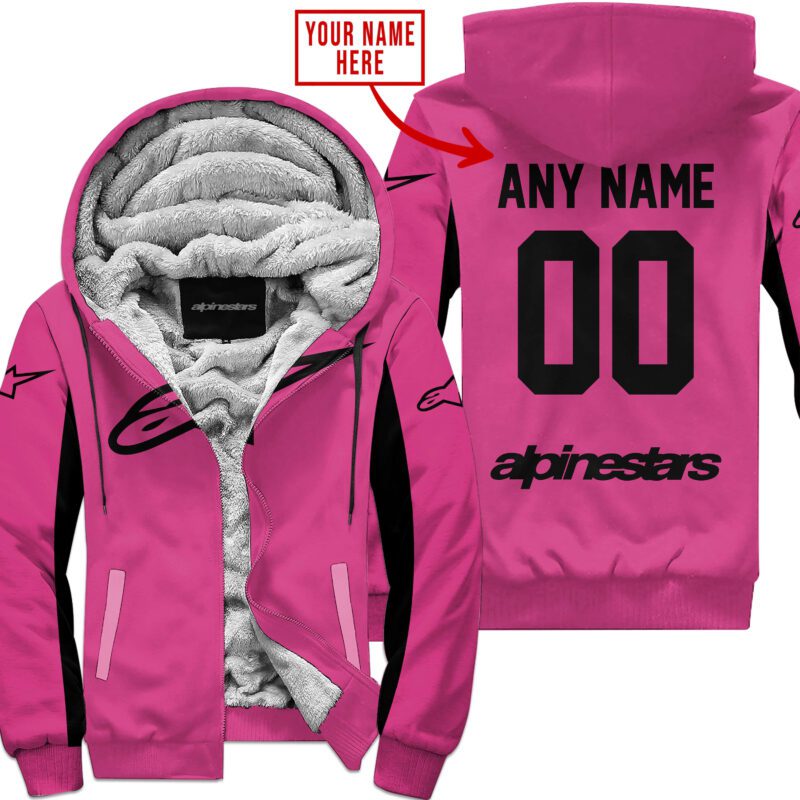 Custom Name Racing Alpinestars Pink 1 Fleece Zip Hoodie MFH1570