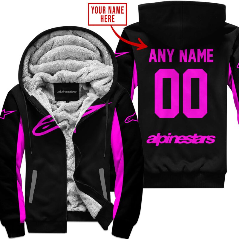 Custom Name Racing Alpinestars Pink Fleece Zip Hoodie MFH1569