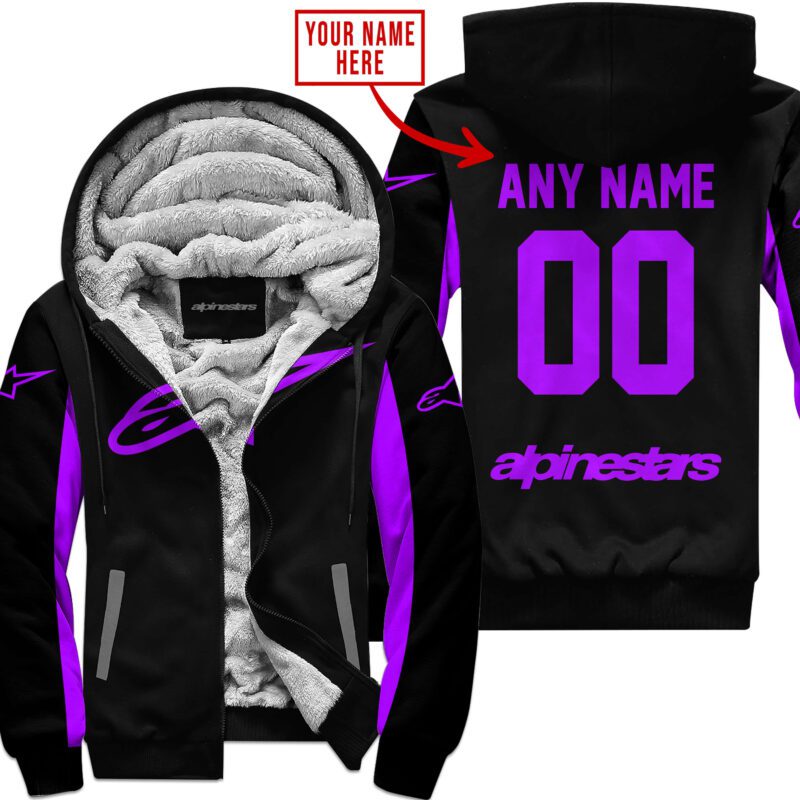 Custom Name Racing Alpinestars Purple Fleece Zip Hoodie MFH1572