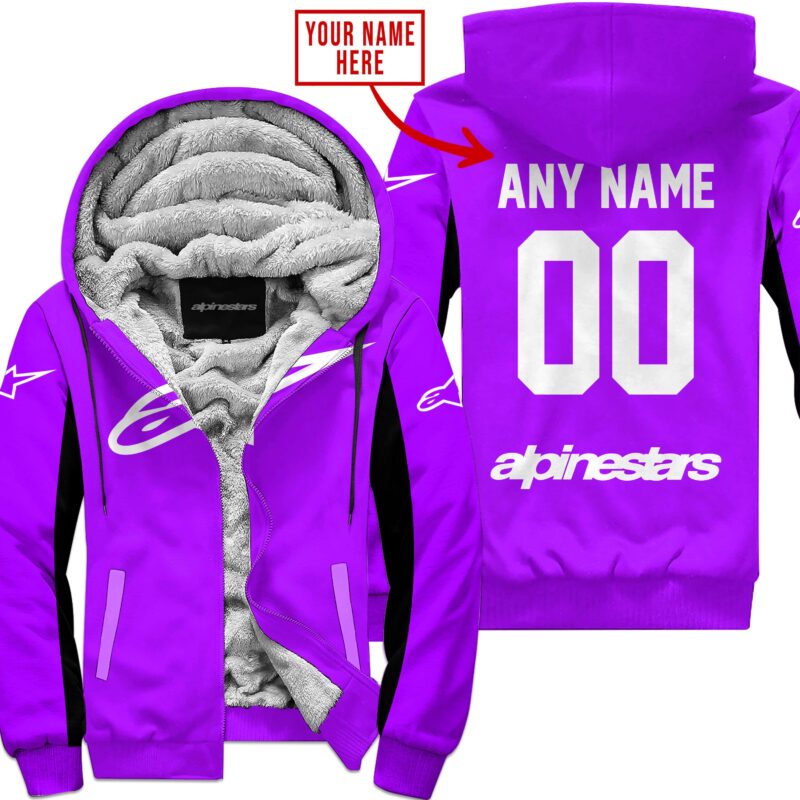 Custom Name Racing Alpinestars Purple Fleece Zip Hoodie MFH1573