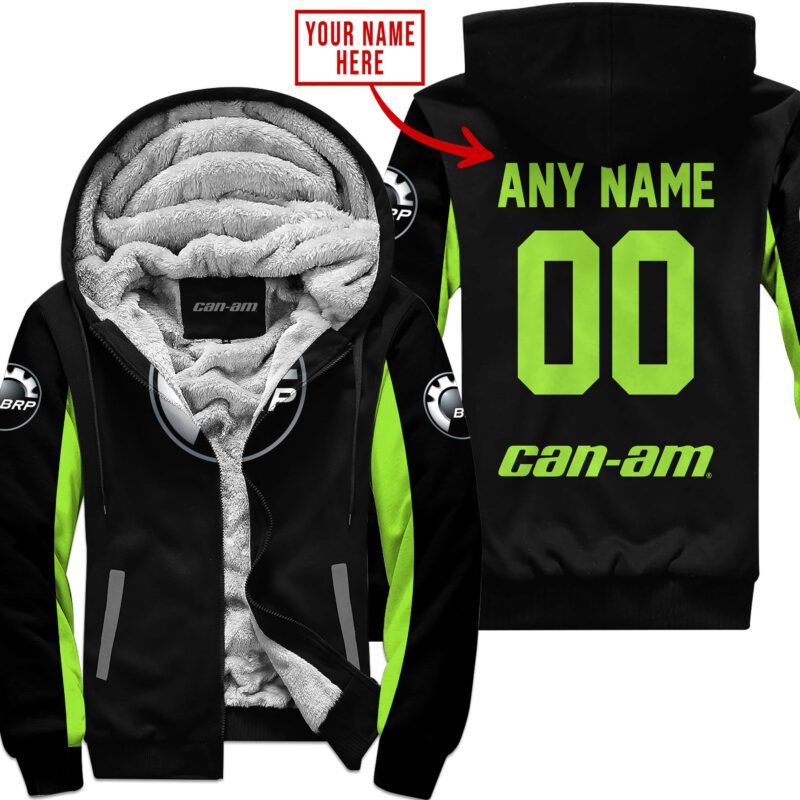 Custom Name Racing Can-Am Green 1 Fleece Zip Hoodie MFH1605