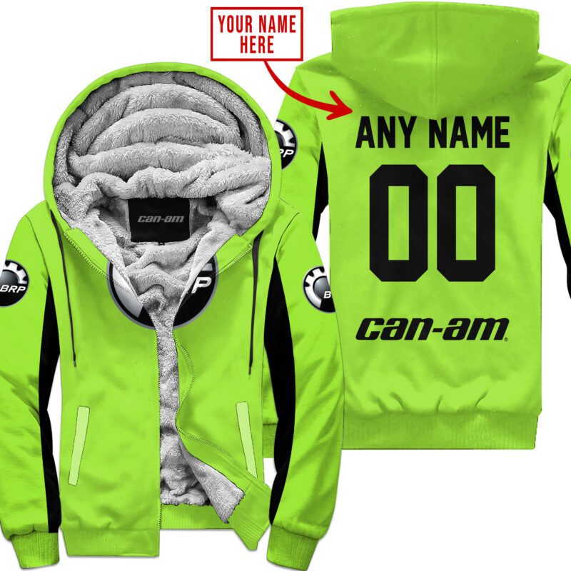 Custom Name Racing Can-Am Green 1 Fleece Zip Hoodie MFH1606