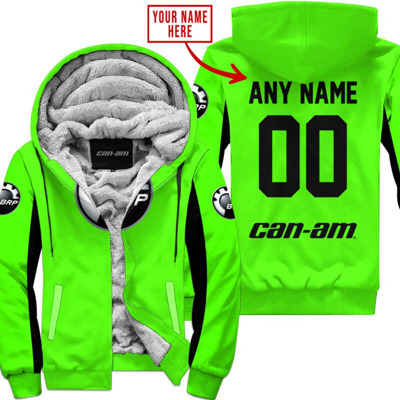 Custom Name Racing Can-Am Green Fleece Zip Hoodie MFH1607