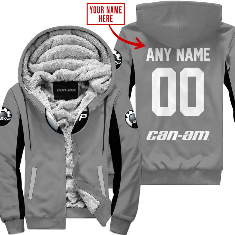 Custom Name Racing Can-Am Grey Fleece Zip Hoodie MFH1608