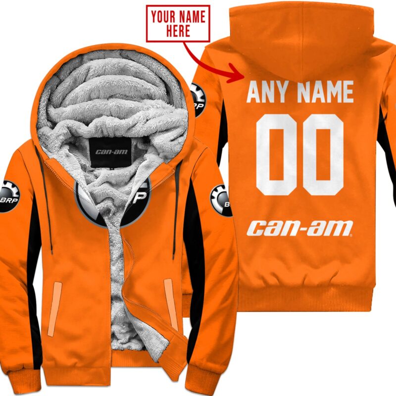 Custom Name Racing Can-Am Orange Fleece Zip Hoodie MFH1613