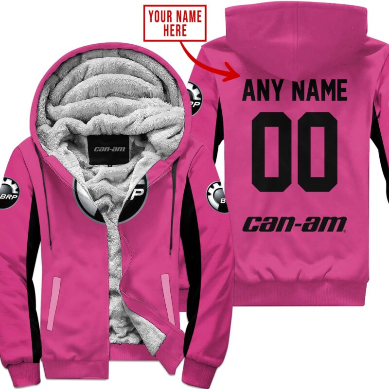 Custom Name Racing Can-Am Pink 1 Fleece Zip Hoodie MFH1616