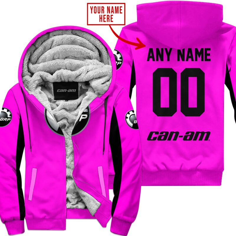 Custom Name Racing Can-Am Pink Fleece Zip Hoodie MFH1617