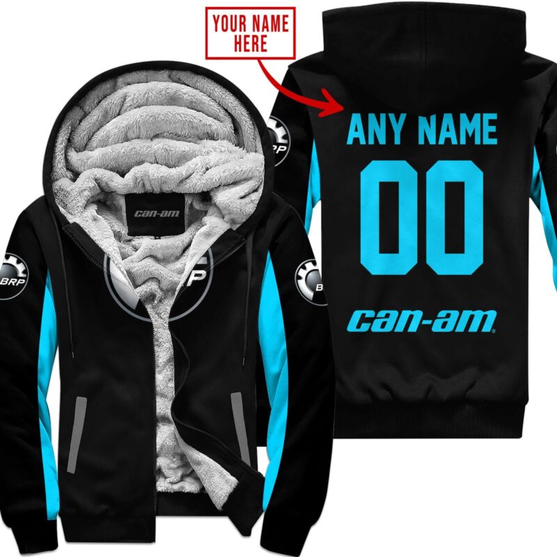 Custom Name Racing Can-Am Sky Blue Fleece Zip Hoodie MFH005