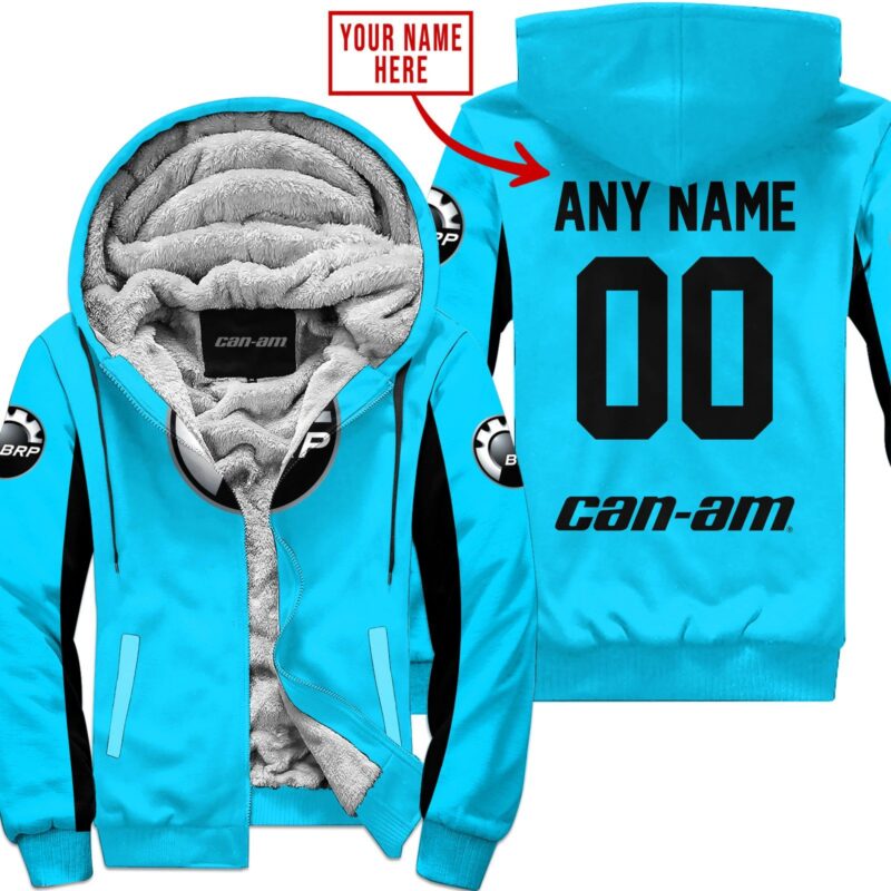 Custom Name Racing Can-Am Sky Blue Fleece Zip Hoodie MFH006