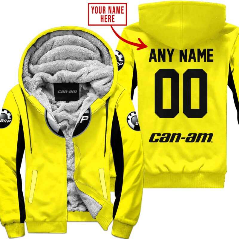 Custom Name Racing Can-Am Yelow Fleece Zip Hoodie MFH010