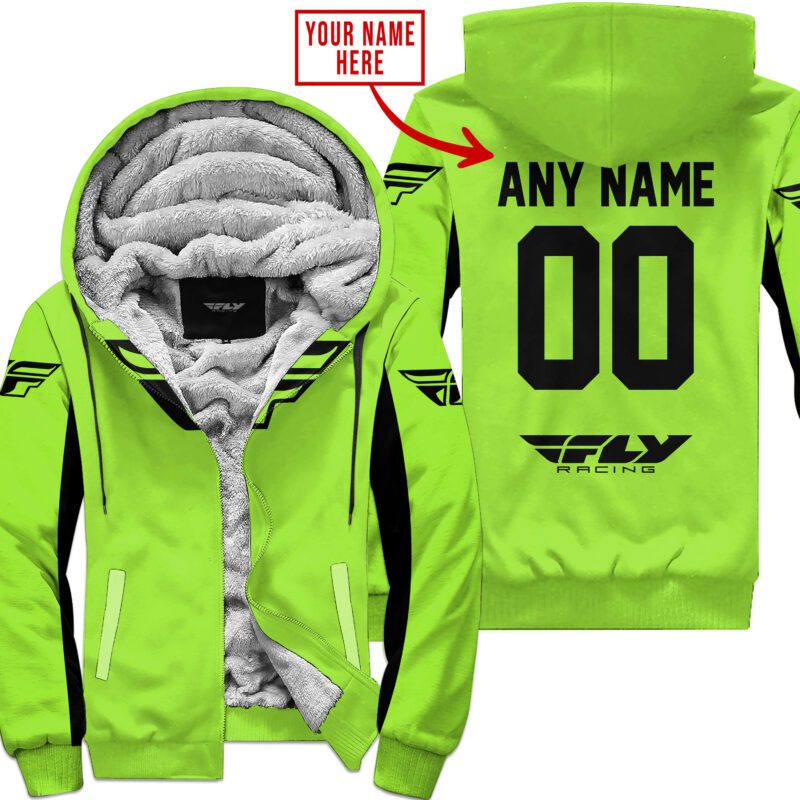 Custom Name Racing Fly Racing Green 1 Fleece Zip Hoodie MFH014