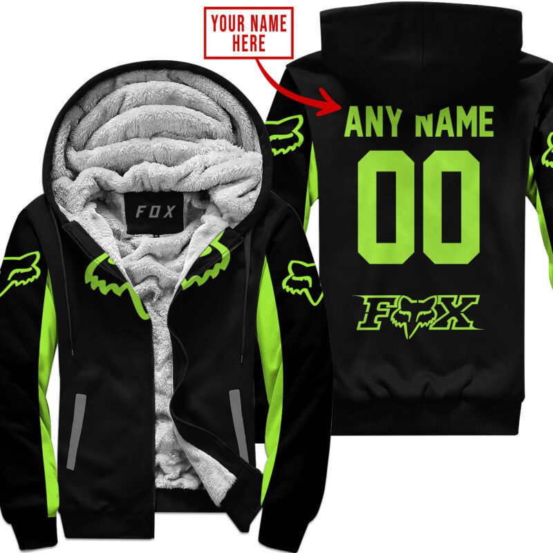 Custom Name Racing Fox Racing Green 1 Fleece Zip Hoodie MFH1583