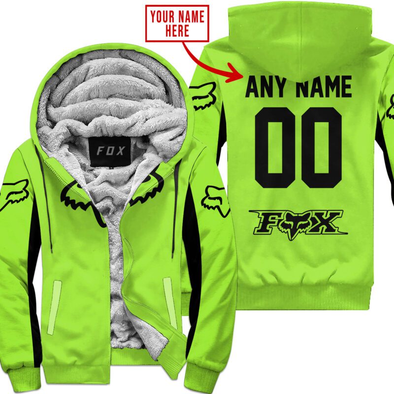 Custom Name Racing Fox Racing Green 1 Fleece Zip Hoodie MFH1595