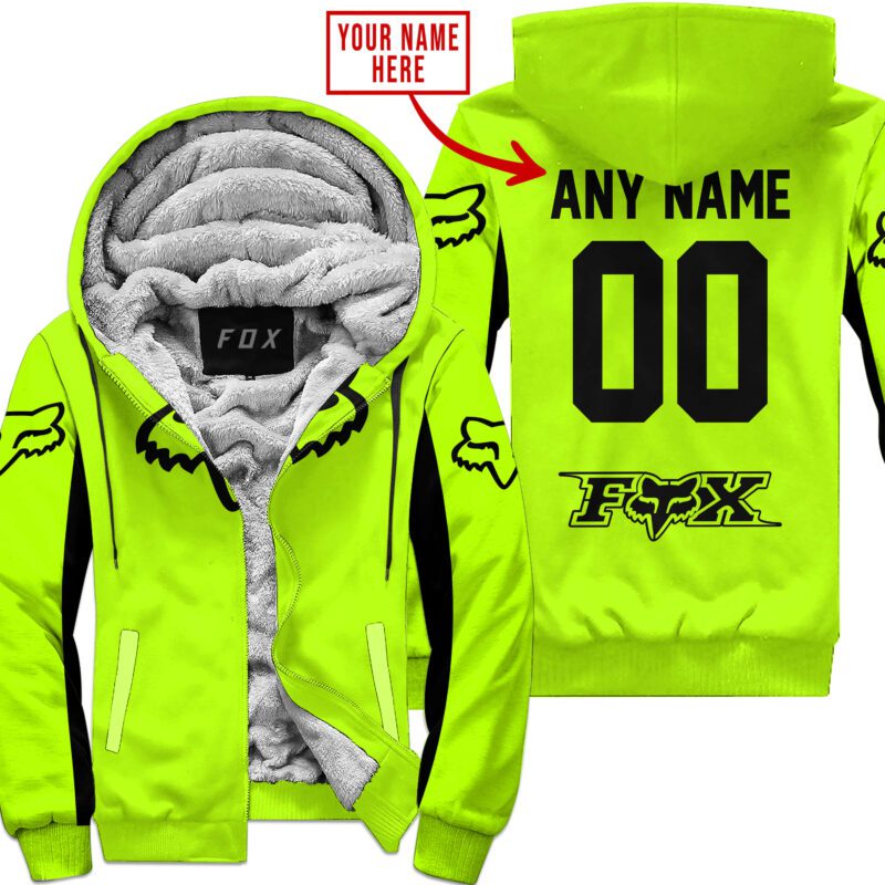 Custom Name Racing Fox Racing Neon Fleece Zip Hoodie MFH1597