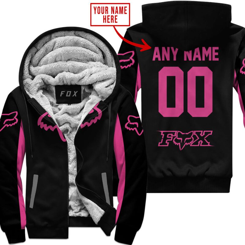 Custom Name Racing Fox Racing Pink 1 Fleece Zip Hoodie MFH1587