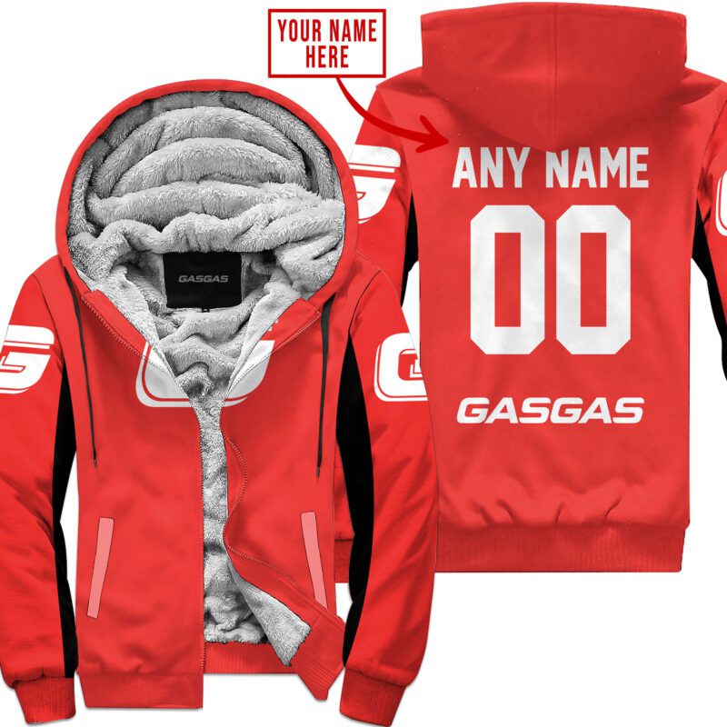 Custom Name Racing Gas Gas Red Fleece Zip Hoodie MFH1528