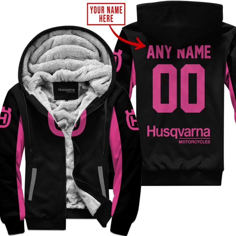 Custom Name Racing Husqvarna Pink 1 Fleece Zip Hoodie MFH052