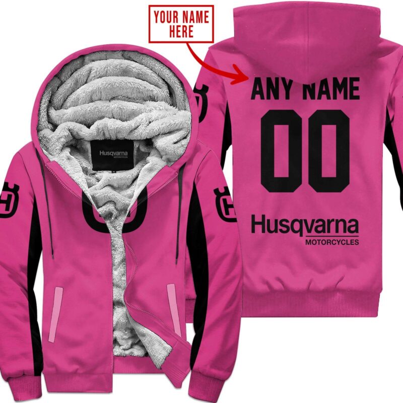 Custom Name Racing Husqvarna Pink 1 Fleece Zip Hoodie MFH053
