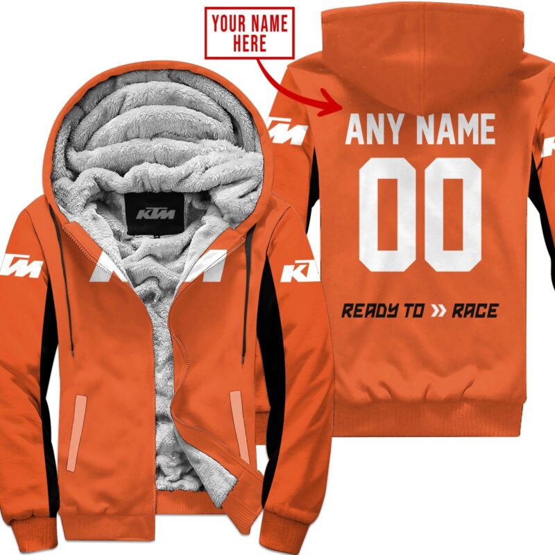 Custom Name Racing Ktm Orange Fleece Zip Hoodie MFH1545