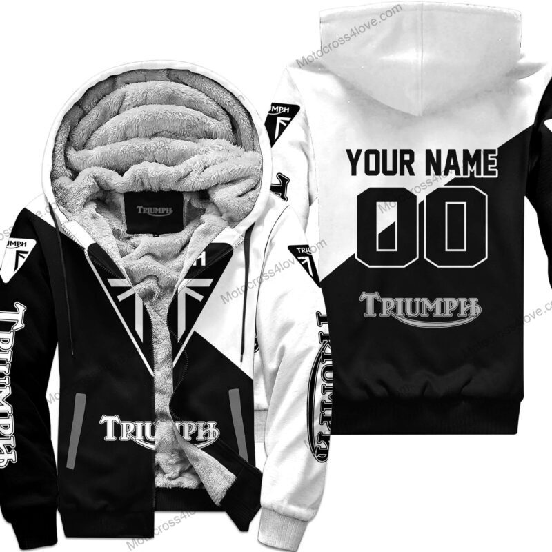 Custom Name Triumph White Fleece Zip Hoodie MFH780