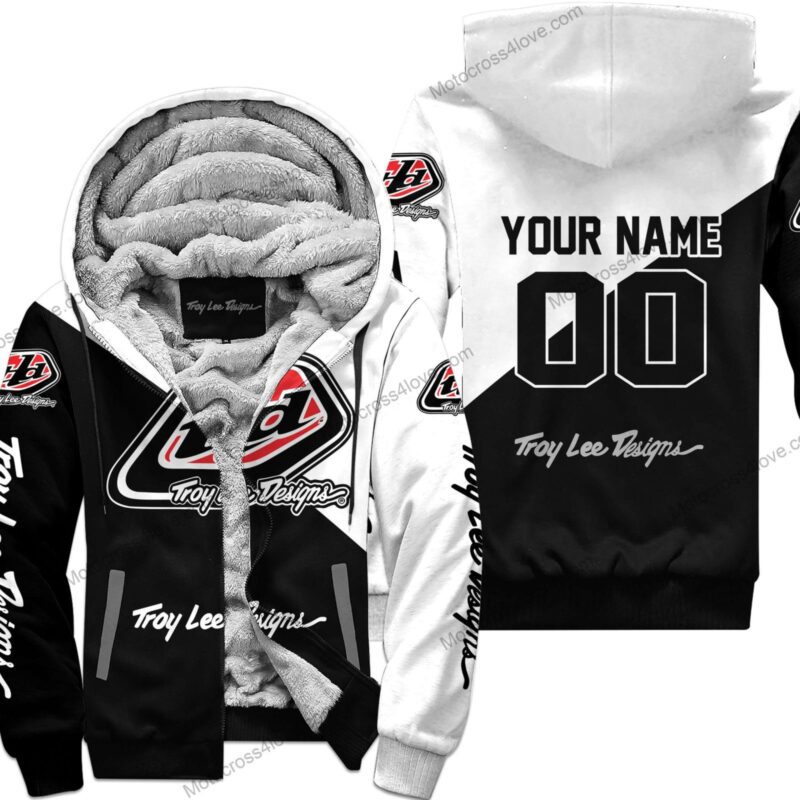 Custom Name Troy Lee Designs White Fleece Zip Hoodie MFH191