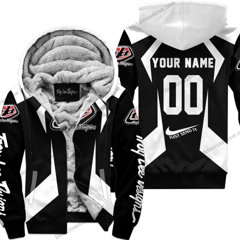 Custom Name Troy Lee Designs White Fleece Zip Hoodie MFH567