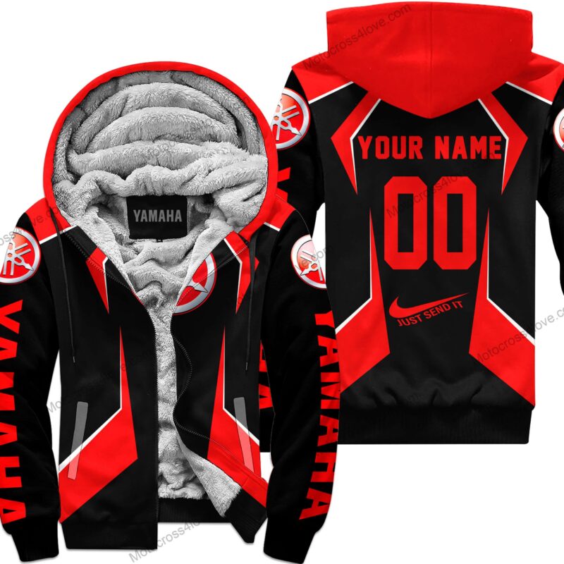 Custom Name Yamaha Red Fleece Zip Hoodie MFH250