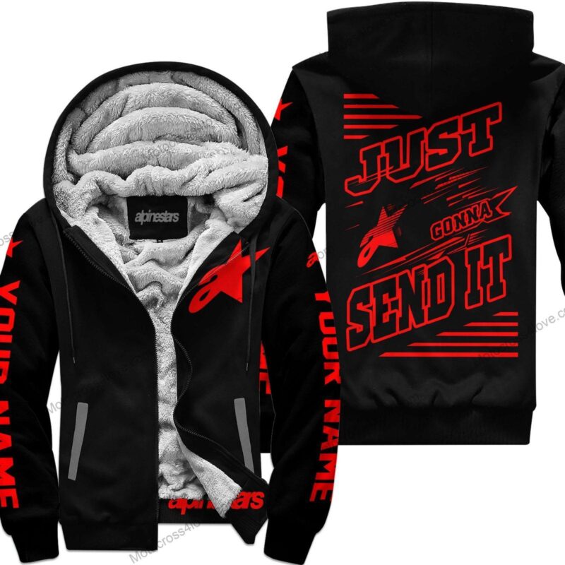 Just Fckn Gonna Send It Custom Name Alpinestars Red Black Fleece Zip Hoodie MFH467