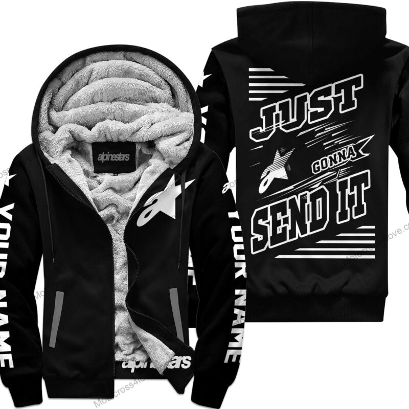 Just Fckn Gonna Send It Custom Name Alpinestars White Black Fleece Zip Hoodie MFH468