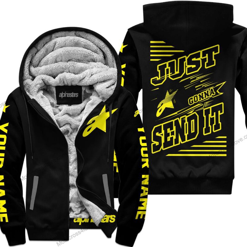 Just Fckn Gonna Send It Custom Name Alpinestars Yellow Black Fleece Zip Hoodie MFH469