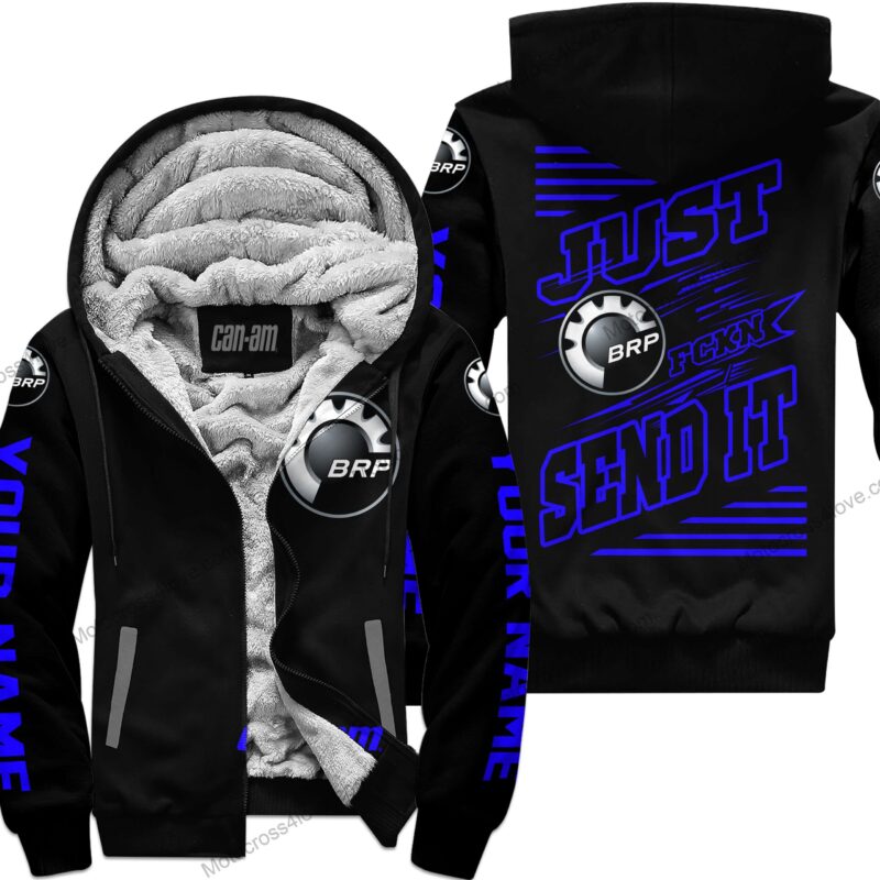 Just Fckn Gonna Send It Custom Name Can-Am Blue Black Fleece Zip Hoodie MFH472