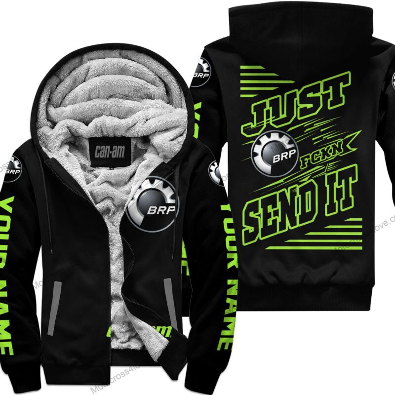Just Fckn Gonna Send It Custom Name Can-Am Green 1 Black Fleece Zip Hoodie MFH474