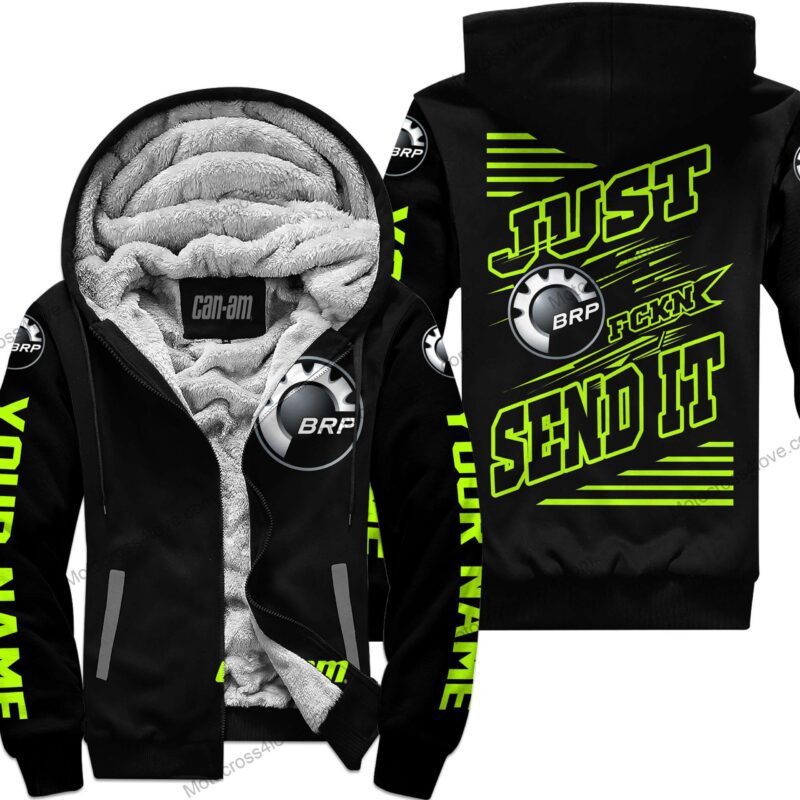 Just Fckn Gonna Send It Custom Name Can-Am Neon Black Fleece Zip Hoodie MFH477