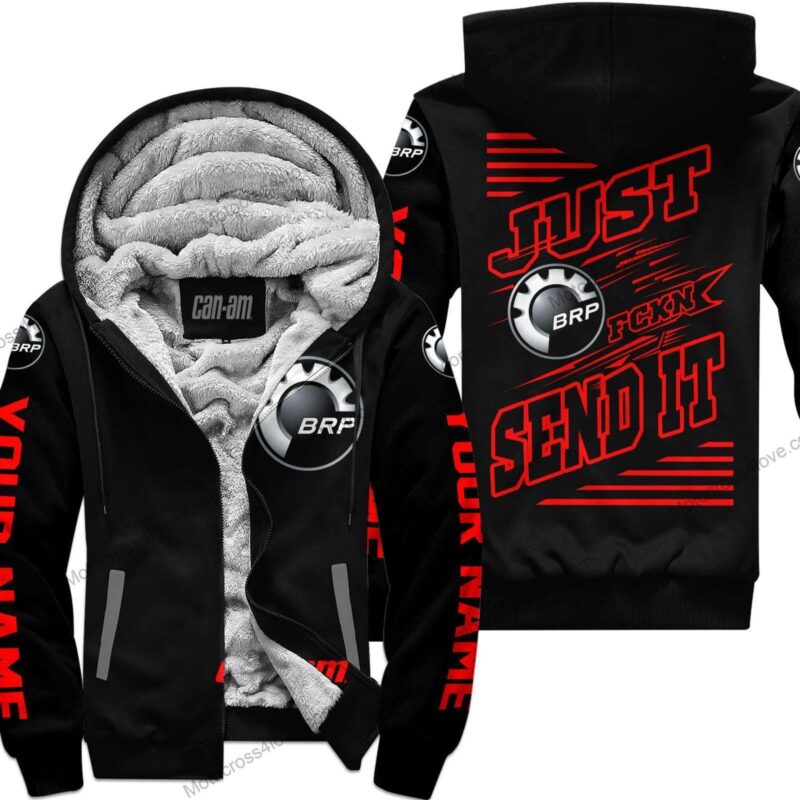 Just Fckn Gonna Send It Custom Name Can-Am Red Black Fleece Zip Hoodie MFH481