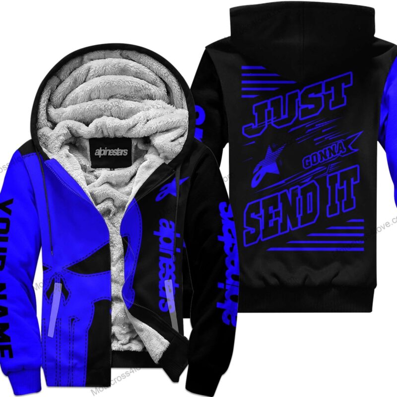 Just Fckn Gonna Send It Custom Name Fleece Hoodie Alpinestars Blue Black MFH379