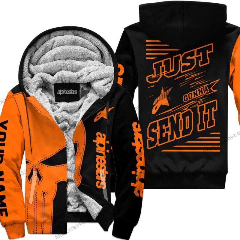 Just Fckn Gonna Send It Custom Name Fleece Hoodie Alpinestars Orange Black MFH381