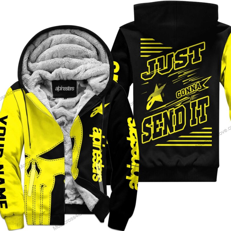 Just Fckn Gonna Send It Custom Name Fleece Hoodie Alpinestars Yellow Black MFH382