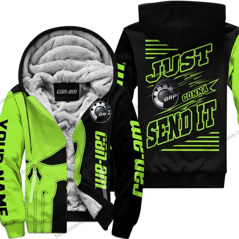 Just Fckn Gonna Send It Custom Name Fleece Hoodie Can-Am Green 1 Black MFH385