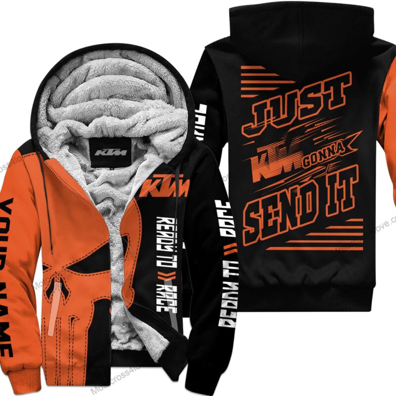 Just Fckn Gonna Send It Custom Name Fleece Hoodie Ktm Racing Orange Black MFH373