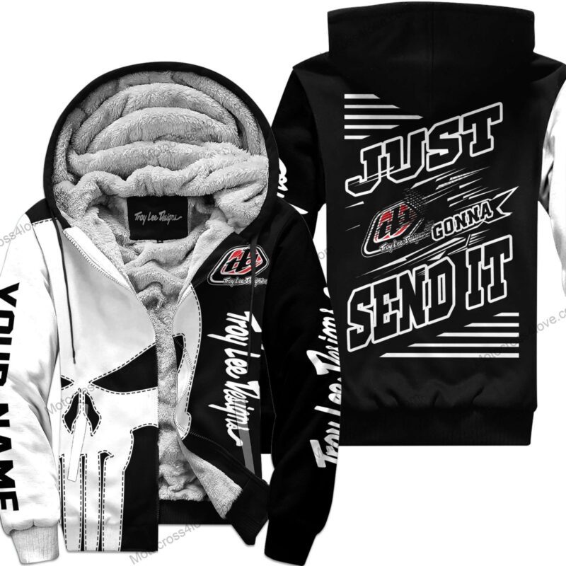 Just Fckn Gonna Send It Custom Name Fleece Hoodie Troy Lee Designs White Black MFH378