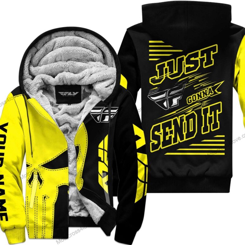 Just Fckn Gonna Send It Custom Name Fleece Zip Hoodie Fly Racing Yellow Black MFH156