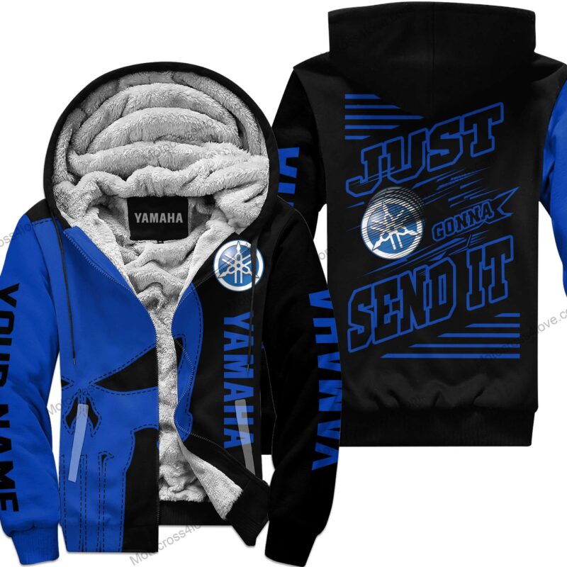 Just Fckn Gonna Send It Custom Name Fleece Zip Hoodie Yamaha Blue Black MFH282