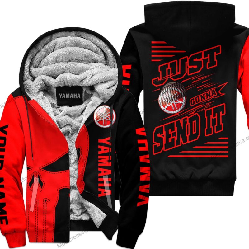 Just Fckn Gonna Send It Custom Name Fleece Zip Hoodie Yamaha Red Black MFH272