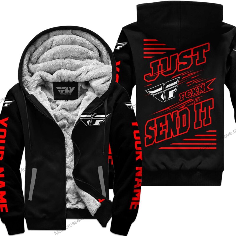 Just Fckn Gonna Send It Custom Name Fly Racing Red Black Fleece Zip Hoodie MFH172