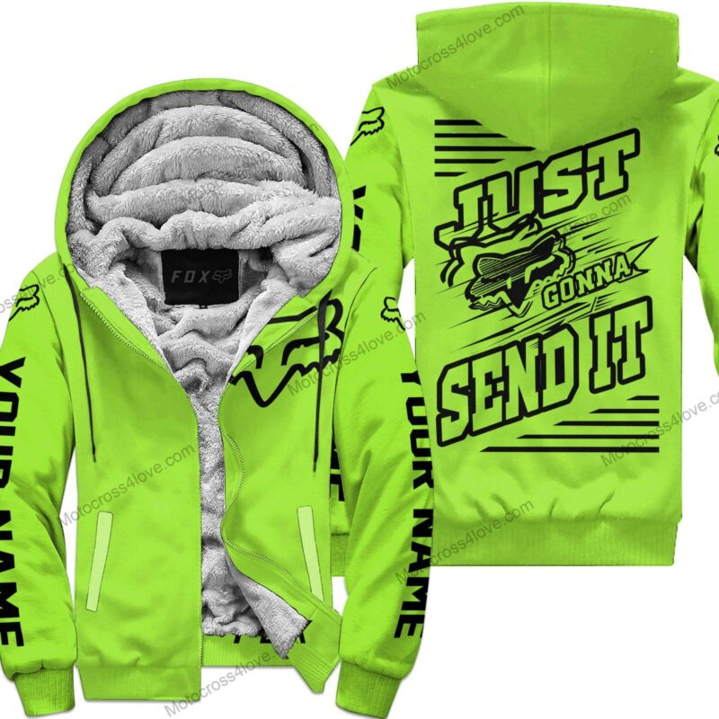 Just Fckn Gonna Send It Custom Name Fox Green 1 Fleece Zip Hoodie MFH488
