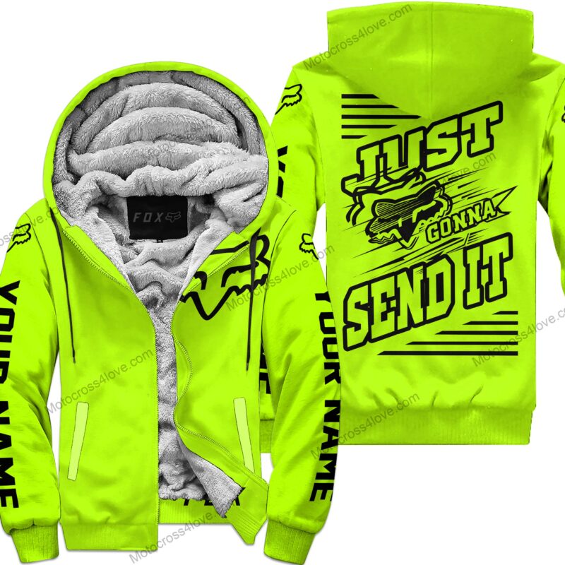 Just Fckn Gonna Send It Custom Name Fox Neon Fleece Zip Hoodie MFH491