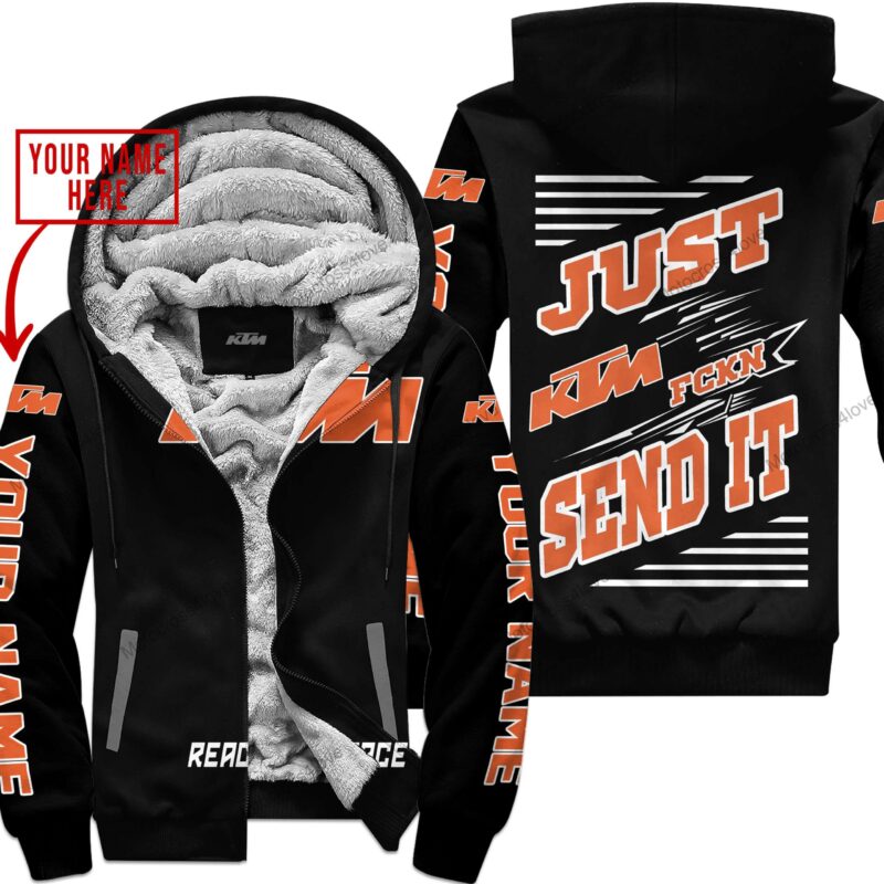 Just Fckn Gonna Send It Custom Name Ktm Black Fleece Zip Hoodie MFH1113